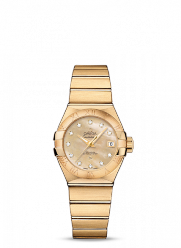 Omega Constellation Co-Axial 27 Brushed Yellow Gold Champagne MOP