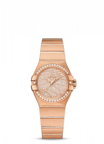 Omega Constellation Co-Axial 27 Brushed Red Gold Diamond Diamond Wave