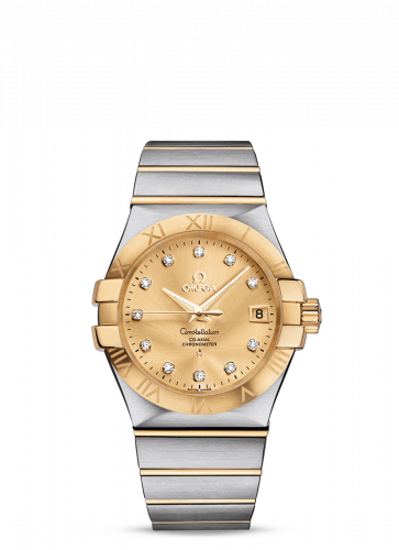 Omega Constellation Co-Axial 35 Stainless Steel Yellow Gold Champagne