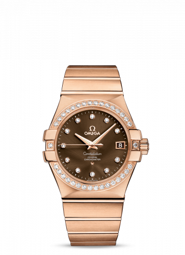 Omega Constellation Co-Axial 35 Red Gold Diamond Brown