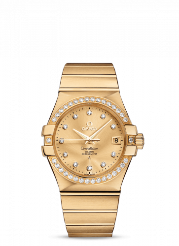 Omega Constellation Co-Axial 35 Yellow Gold Diamond Champagne