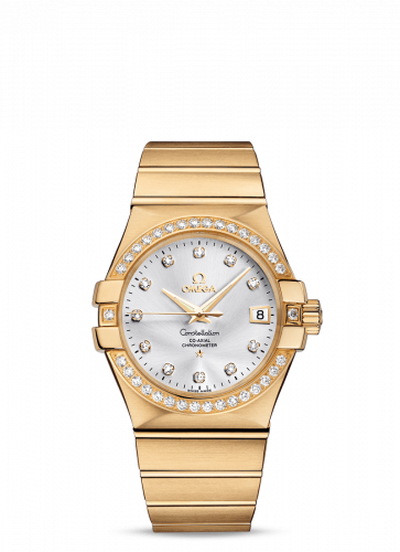 Omega Constellation Co-Axial 35 Yellow Gold Diamond Silver