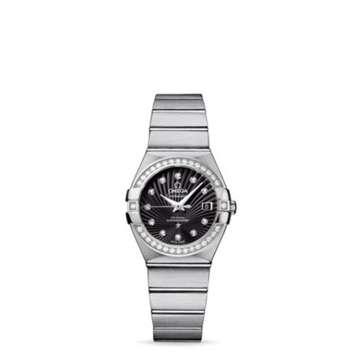 Omega Constellation Co-Axial 27 Brushed Stainless Steel Diamond Black Supernova