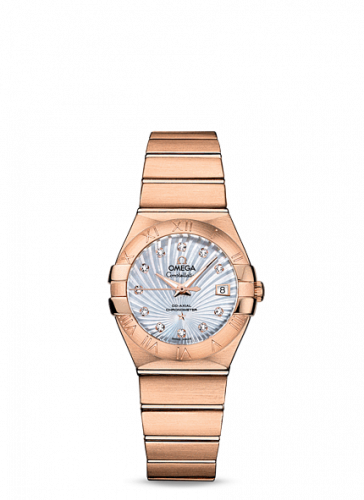 Omega Constellation Co-Axial 27 Brushed Red Gold MOP Supernova