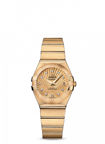 Omega Constellation Co-Axial 27 Brushed Yellow Gold Champagne Supernova