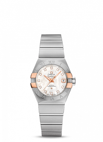 Omega Constellation Co-Axial 27 Brushed Stainless Steel Red Gold Claws MOP
