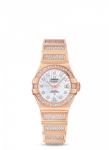 Omega Constellation Co-Axial 27 Polished Red Gold Snow MOP Supernova