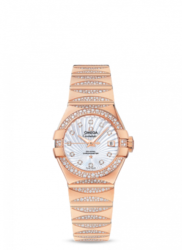 Omega Constellation Co-Axial 27 Polished Red Gold Waxing Moon Snow MOP Supernova