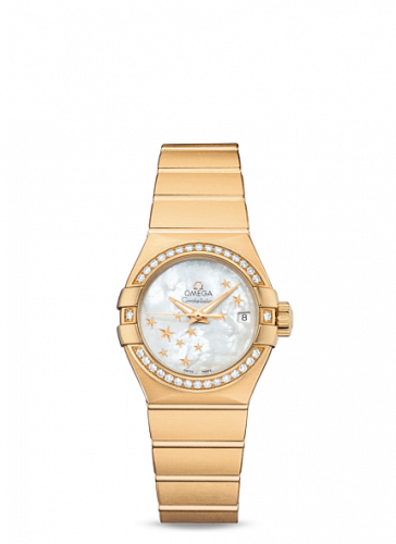 Omega Constellation Co-Axial 27 Brushed Yellow Gold Diamond MOP Stars