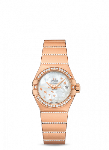 Omega Constellation Co-Axial 27 Brushed Red Gold Diamond MOP Stars
