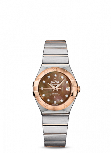 Omega Constellation Co-Axial 27 Brushed Stainless Steel Red Gold Brown MOP