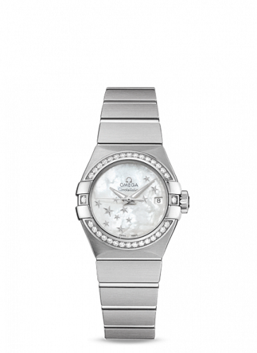 Omega Constellation Co-Axial 27 Brushed Stainless Steel Diamond MOP Stars