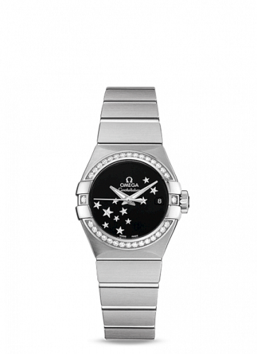 Omega Constellation Co-Axial 27 Brushed Stainless Steel Diamond Black Stars
