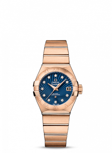 Omega Constellation Co-Axial 27 Brushed Red Gold Blue Supernova
