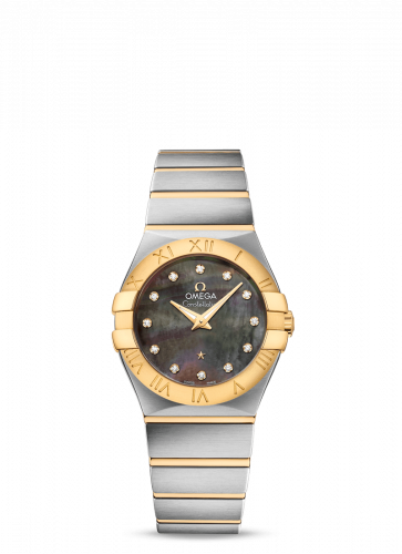 Omega Constellation Quartz 27 Brushed Stainless Steel Yellow Gold Tahiti MOP
