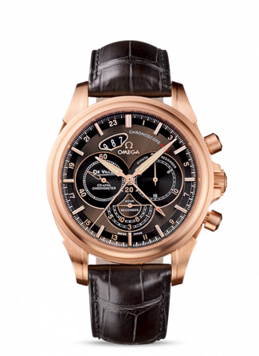 Omega De Ville Co-Axial 44 Chronoscope GMT Red Gold Brown
