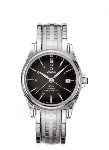Omega De Ville Co-Axial 38.7 GMT Stainless Steel Black Bracelet