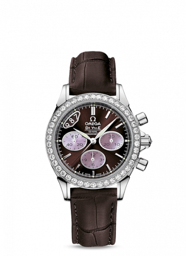 Omega De Ville Co-Axial 35 Chronograph Stainless Steel Diamond Brown Strap