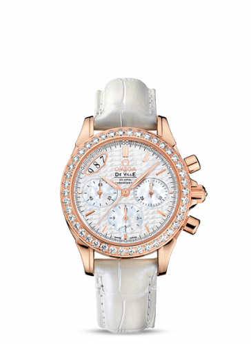 Omega De Ville Co-Axial 35 Chronograph Red Gold Diamond Silver