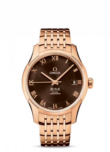 Omega De Ville Co-Axial 41 Red Gold Brown Bracelet