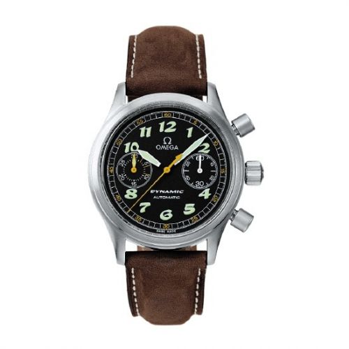 Omega Dynamic III Chronograph Stainless Steel Black Brown Calf