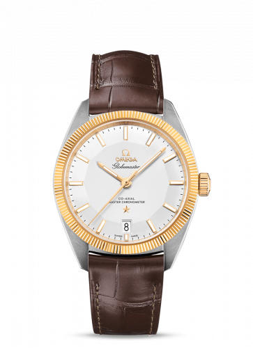 Omega Globemaster Stainless Steel Yellow Gold Silver Alligator