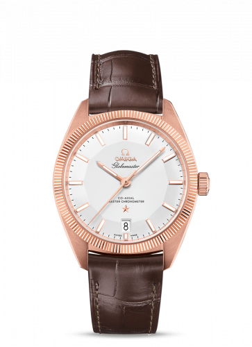 Omega Globemaster Sedna Gold Silver Leather