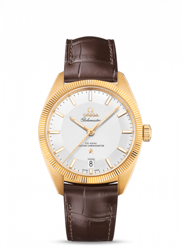Omega Globemaster Yellow Gold Silver Leather