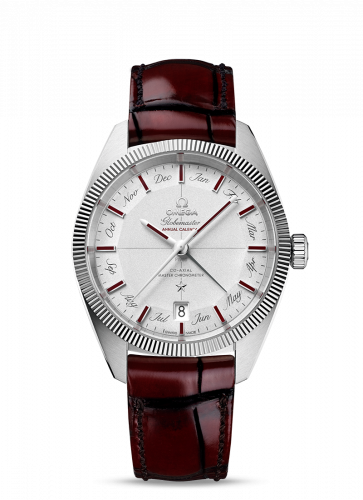 Omega Globemaster Annual Calendar Platinum Silver Burgundy