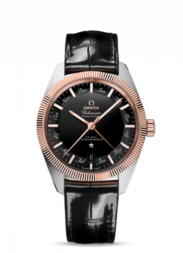 Omega Globemaster Annual Calendar Stainless Steel Sedna Gold Black