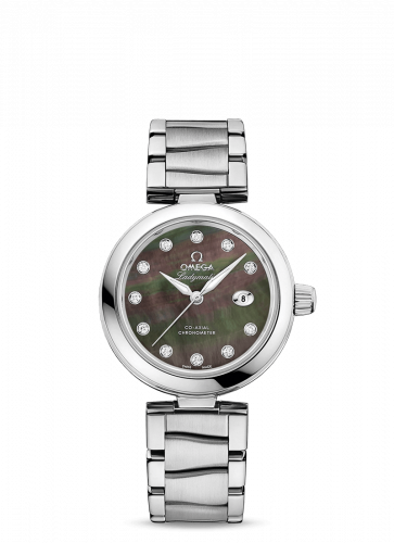 Omega LadyMatic Co-Axial 34 Stainless Steel Brown MOP Bracelet