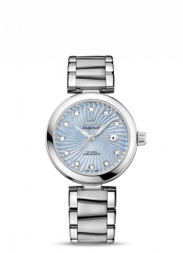 Omega LadyMatic Co-Axial 34 Stainless Steel Blue MOP Bracelet