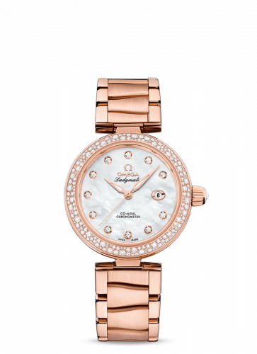 Omega LadyMatic Co-Axial 34 Sedna Gold Diamond MOP Bracelet