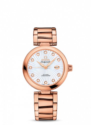 Omega LadyMatic Co-Axial 34 Red Gold MOP Bracelet