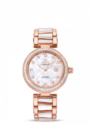 Omega LadyMatic Co-Axial 34 Sedna Gold Baguette MOP MOP Bracelet