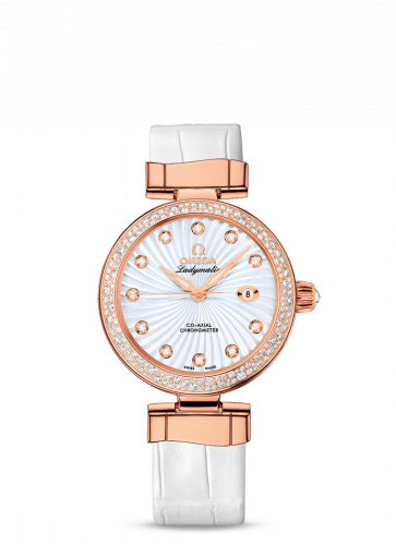 Omega LadyMatic Co-Axial 34 Red Gold Diamond MOP