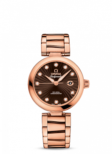 Omega LadyMatic Co-Axial 34 Red Gold Brown Bracelet
