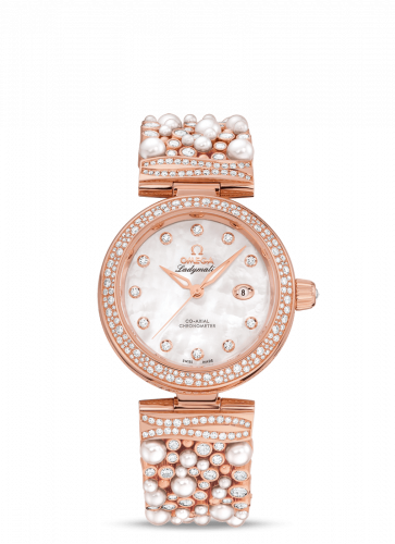 Omega LadyMatic Co-Axial 34 Sedna Gold Pearls and Diamonds