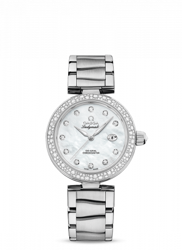Omega LadyMatic Co-Axial 34 Stainless Steel Diamond MOP Bracelet