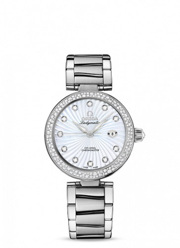 Omega LadyMatic Co-Axial 34 Stainless Steel Diamond MOP Bracelet