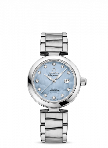 Omega LadyMatic Co-Axial 34 Stainless Steel Blue MOP Bracelet