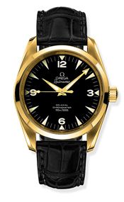 Omega Seamaster Aqua Terra 150M Co-Axial 39.2 Railmaster Yellow Gold Black Alligator
