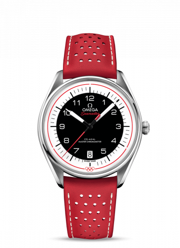 Omega Seamaster Master Co-Axial 39.5 Olympic Timekeeper Stainless Steel Black Red