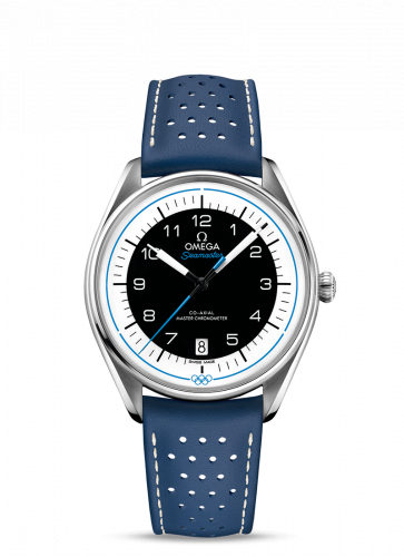 Omega Seamaster Master Co-Axial 39.5 Olympic Timekeeper Stainless Steel Black Blue
