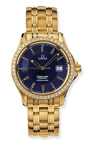 Omega Seamaster 120M Automatic 36.25 Yellow Gold Diamond Blue