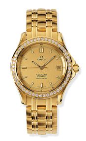Omega Seamaster 120M Automatic 36.25 Yellow Gold Diamond Champagne