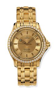 Omega Seamaster 120M Automatic 36.25 Yellow Gold Diamond Champagne
