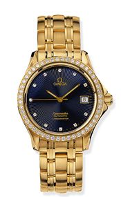 Omega Seamaster 120M Automatic 36.25 Yellow Gold Diamond Blue