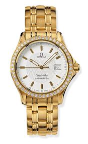 Omega Seamaster 120M Automatic 36.25 Yellow Gold Diamond White