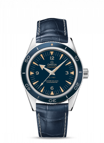 Omega Seamaster 300 Master Co-Axial Platinum Blue Strap